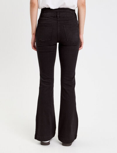 Jeans bootcut taille haute denim noir femme