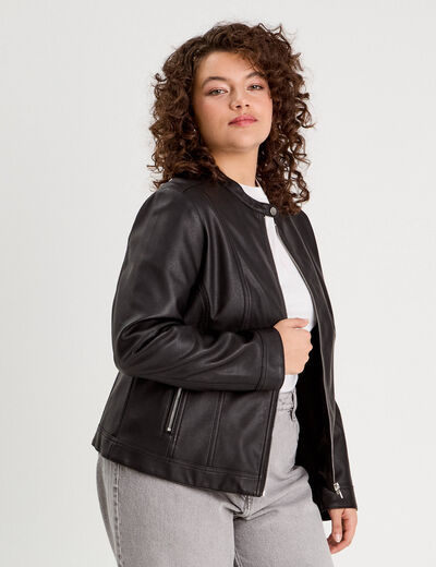 Veste droite zipp&eacute;e noir femme