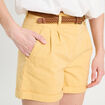 Short chino ceinturé jaune clair femme