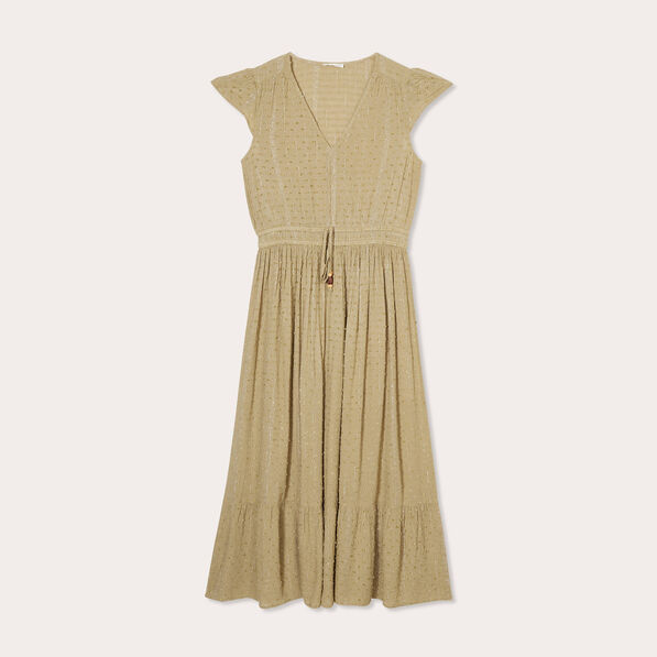 robe longue evasee plumetis vert pastel femme Robe longue évasée plumetis vert pastel femme