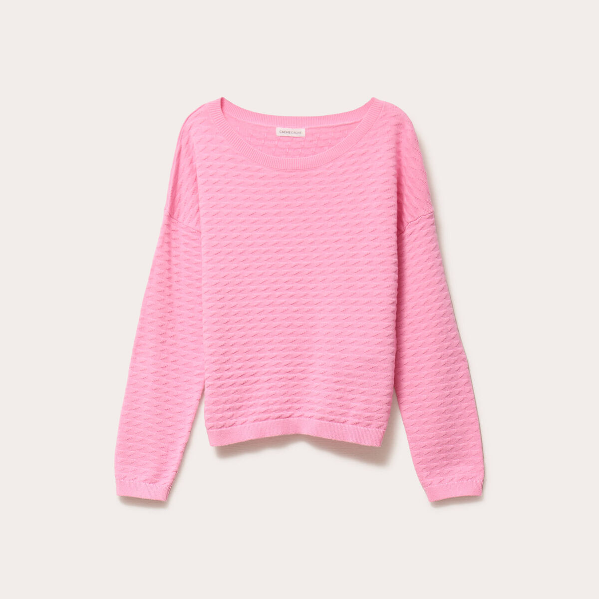 Pull col bateau rose femme