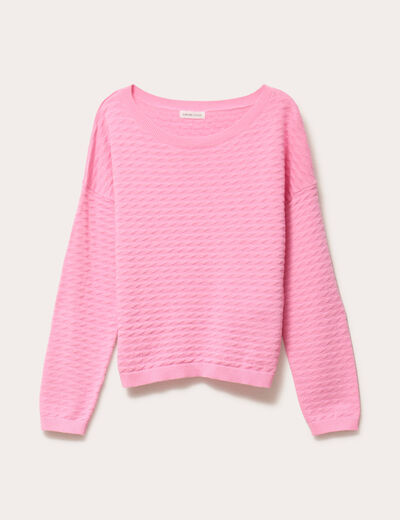 Pull col bateau rose femme
