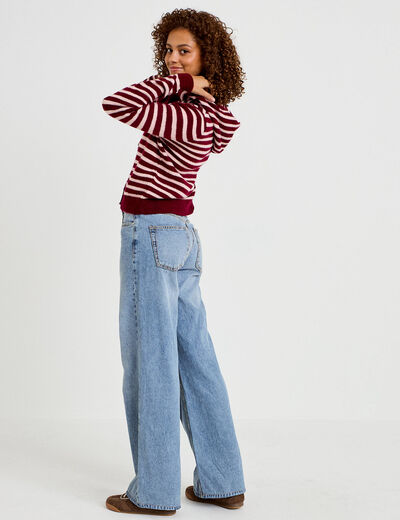 Gilet &agrave; capuche manches longues bordeaux femme