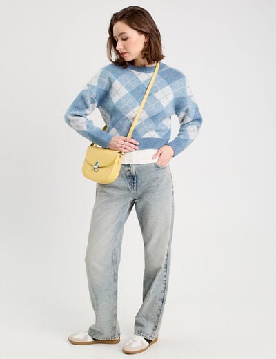 Pull manches longues bleu femme