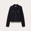 Veste droite boutonnée en jean noir femme