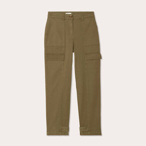 Pantalon cargo bas resserré vert foncé femme