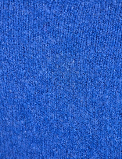 Pull col rond manches courtes bleu electrique femme
