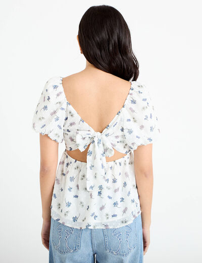 Blouse noeud dos Bridgerton blanc femme