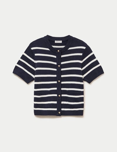 Gilet manches courtes bleu femme