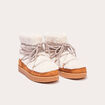 Bottines fausse fourrure à lacets camel femme