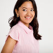 Chemise ample pliss&eacute;e manches courtes rose femme