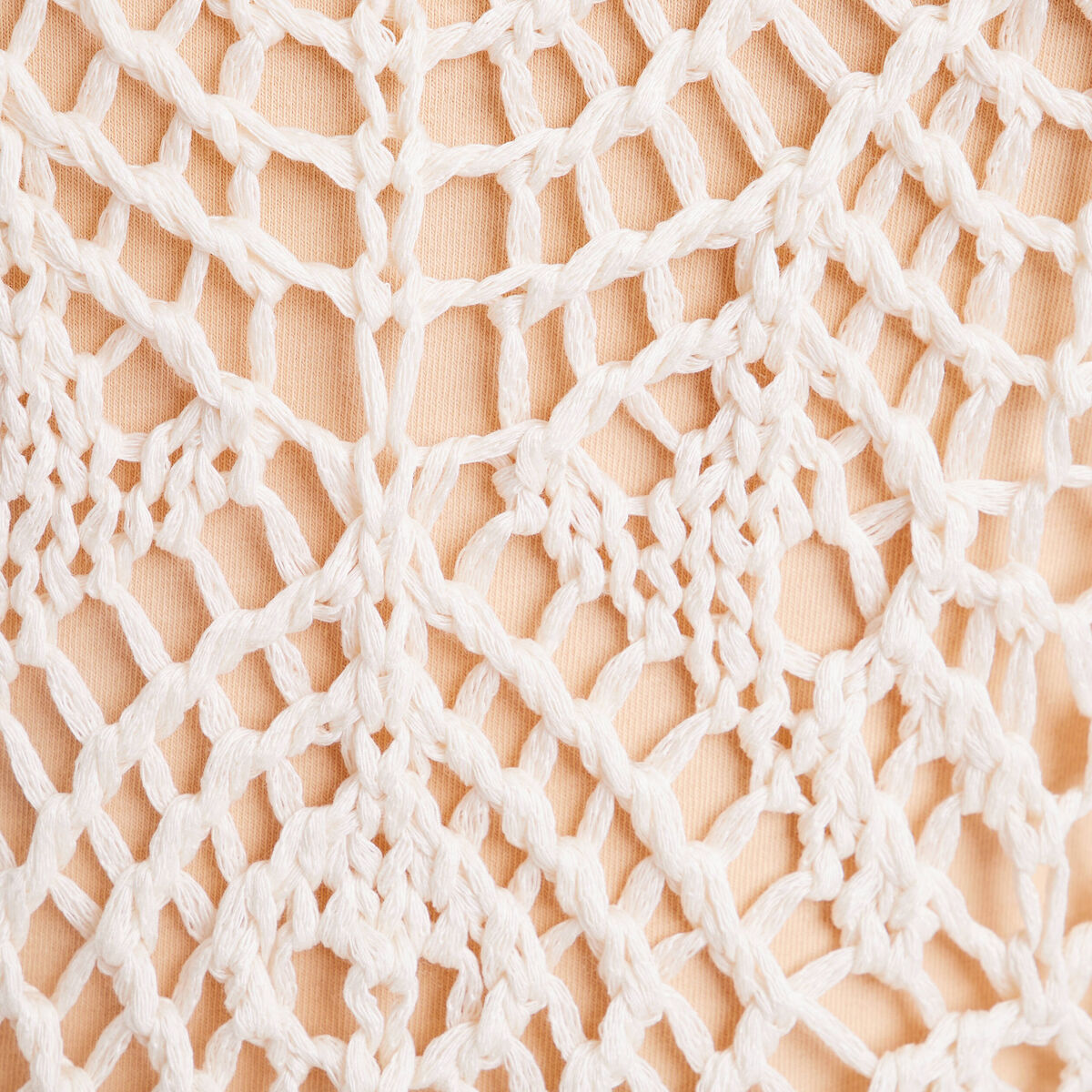 Pull crochet manches longues ivoire femme