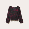 Blouse courte taille smock&eacute;e noir femme