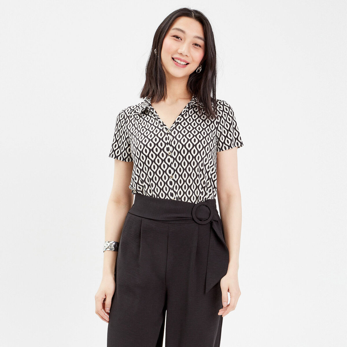 Blouse manches courtes noir femme