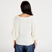 Pull ample manches courtes col rond ecru femme