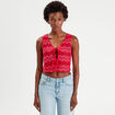 Gilet cropped crochet rose fushia femme