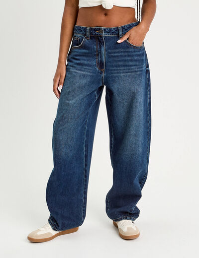 Jeans baggy taille haute denim stone femme