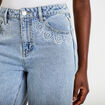 Jean wide leg cropped taille standard denim bleach femme