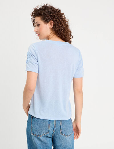 T-shirt manches courtes bleu clair femme