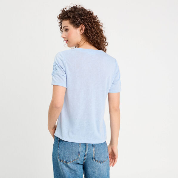 t shirt manches courtes bleu clair femme T-shirt manches courtes bleu clair femme