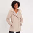 Manteau droit avec capuche beige femme