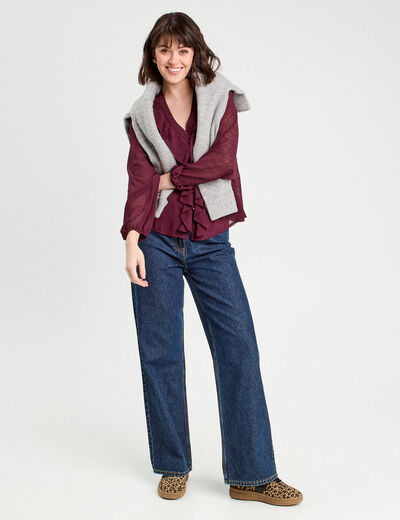 Blouse avec volants prune femme