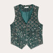 Veston sans manches velours vert femme