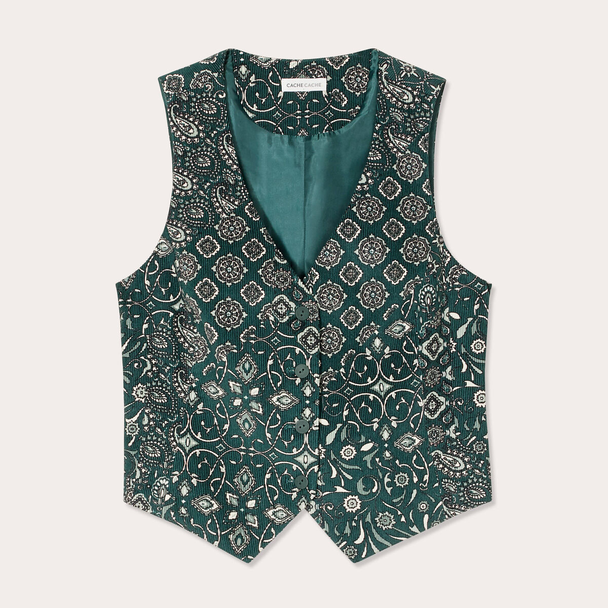 Veston sans manches velours vert femme