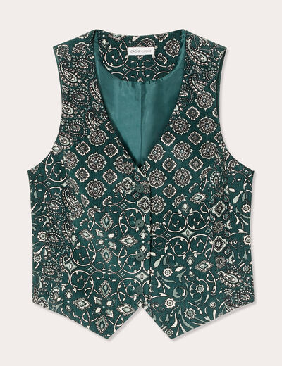 Veston sans manches velours vert femme