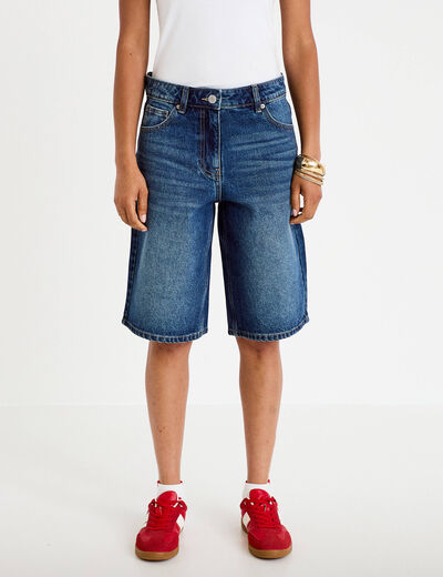 Bermuda en jean bleu fonc&eacute; femme