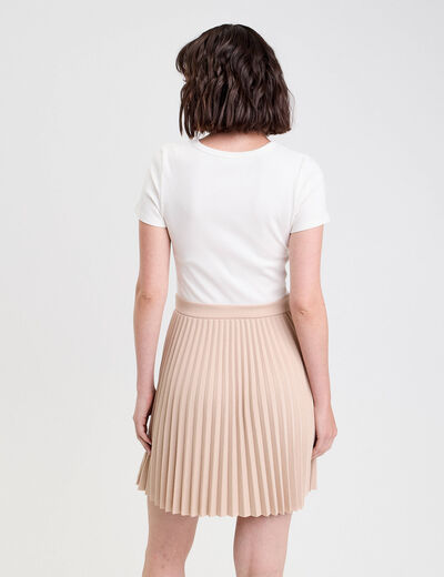 Robe droite plissée sable femme