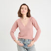 Pull ajouré manches longues rose pastel femme