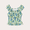 Blouse smockée manches courtes blanc femme