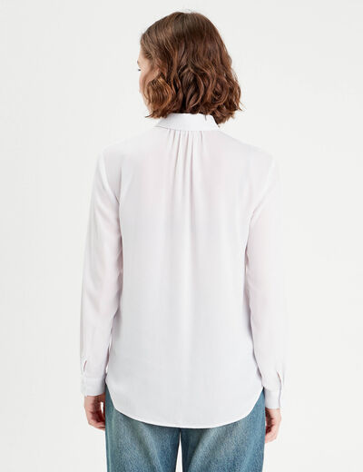 Chemise avec cravate ecru femme
