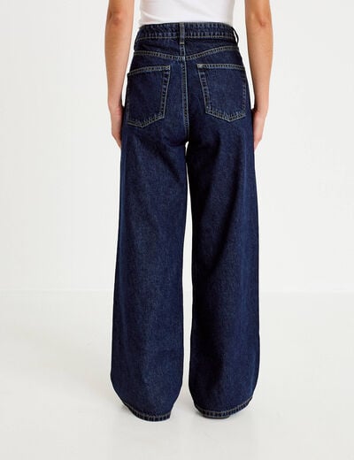 Jean wide leg taille haute Petite denim blue black femme