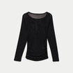 Top ajust&eacute; transparent col rond noir femme