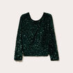 Blouse &agrave; sequins dos nou&eacute; vert fonc&eacute; femme