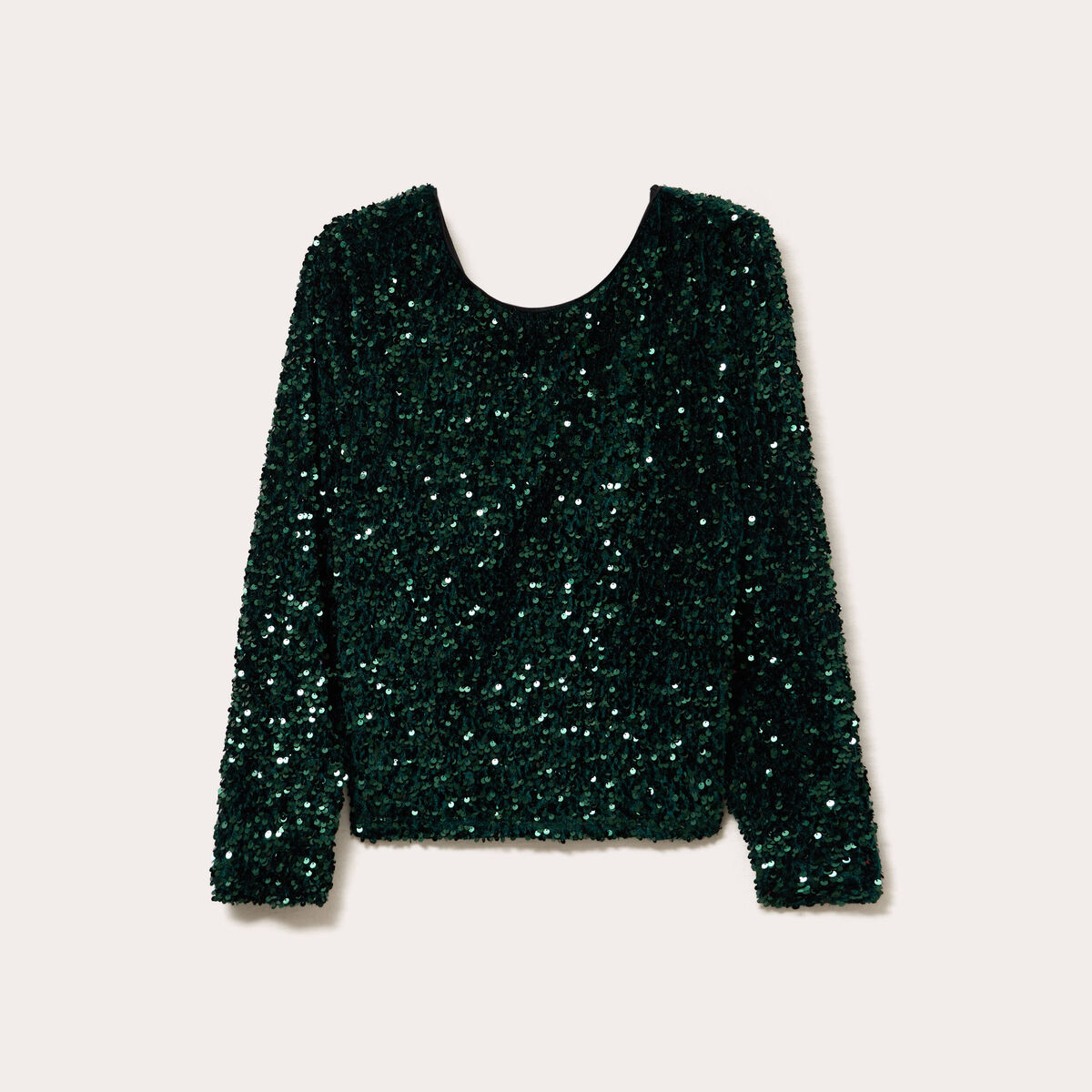 Blouse &agrave; sequins dos nou&eacute; vert fonc&eacute; femme