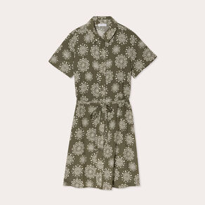 Robe chemise droite vert kaki femme