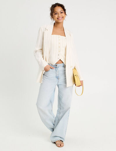 Veste blazer manches longues blanc femme