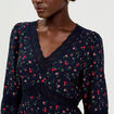 Robe &eacute;vas&eacute;e col v manches longues bleu marine femme