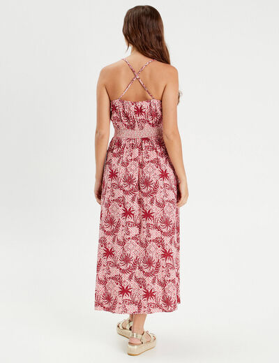 Robe longue évasée bretelles blanc femme