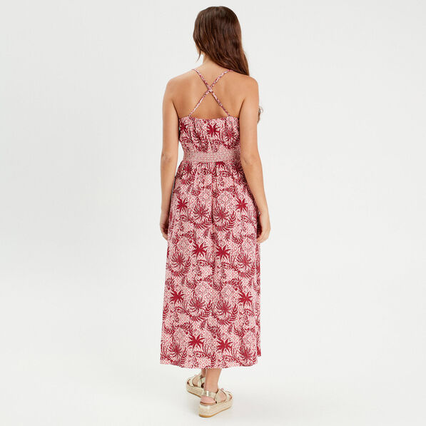 Robe longue évasée bretelles blanc femme