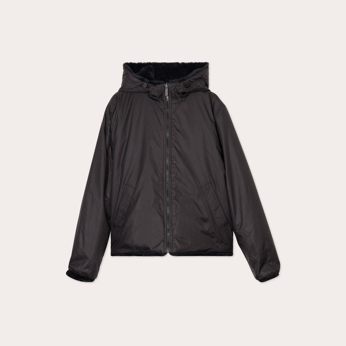 Parka r&eacute;versible &agrave; capuche noir femme