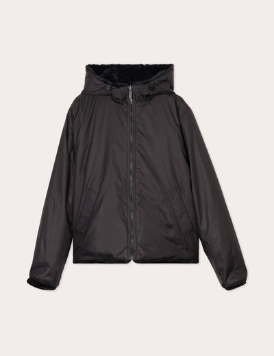 Parka r&eacute;versible &agrave; capuche noir femme