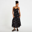 Robe longue &eacute;vas&eacute;e col v dentelle noir femme