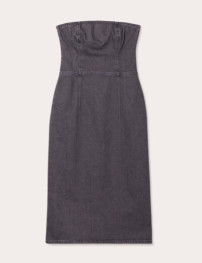 Robe bustier moulante en jean denim gris femme