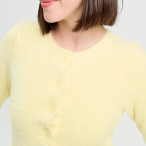 gilet manches longues cropped jaune clair femme Gilet manches longues cropped jaune clair femme