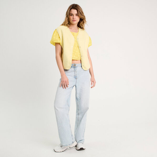 blouse manches courtes jaune pastel femme Blouse manches courtes jaune pastel femme