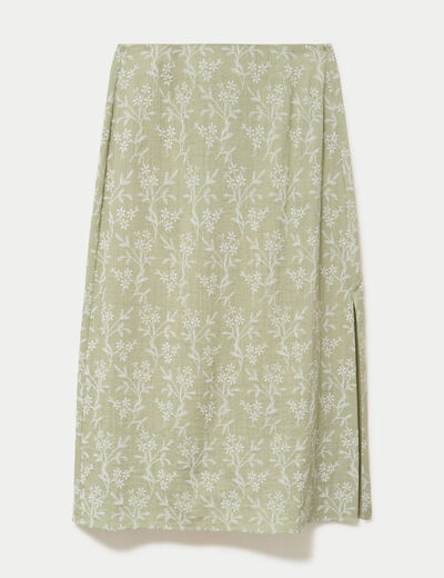 Jupe &eacute;vas&eacute;e longueur 3/4 vert femme